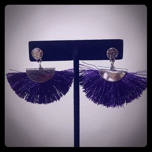 Purple Fan Tassel Earrings